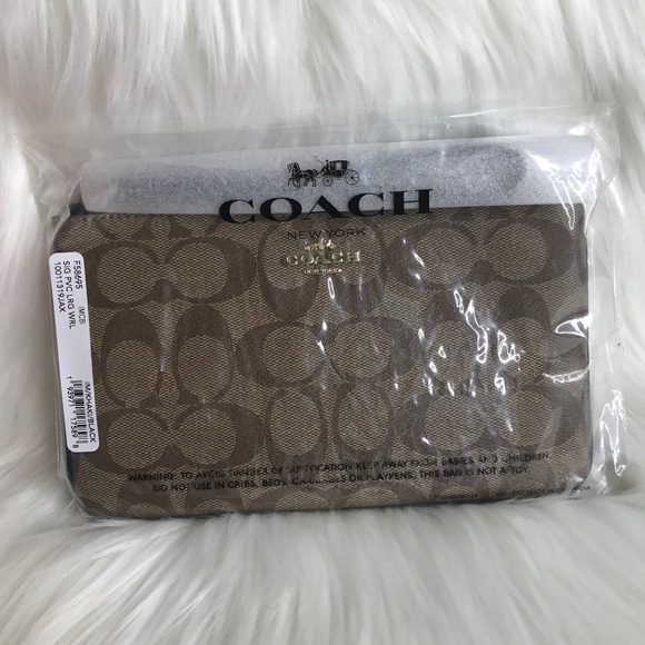COACH LARGE WRISTLET IN SIGNATURE CANVAS KHAKI/BL - Picture 15 of 16